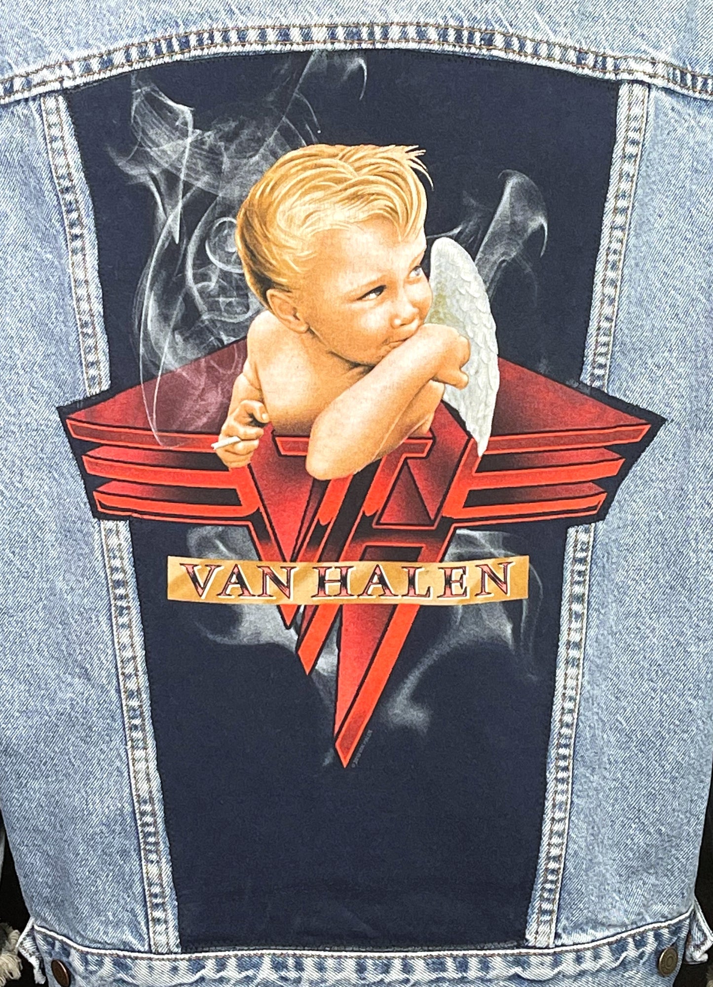 Upcycle Van Halen Levi's Denim Jacket Vintage USA Distressed Men's Large Women's XLarge