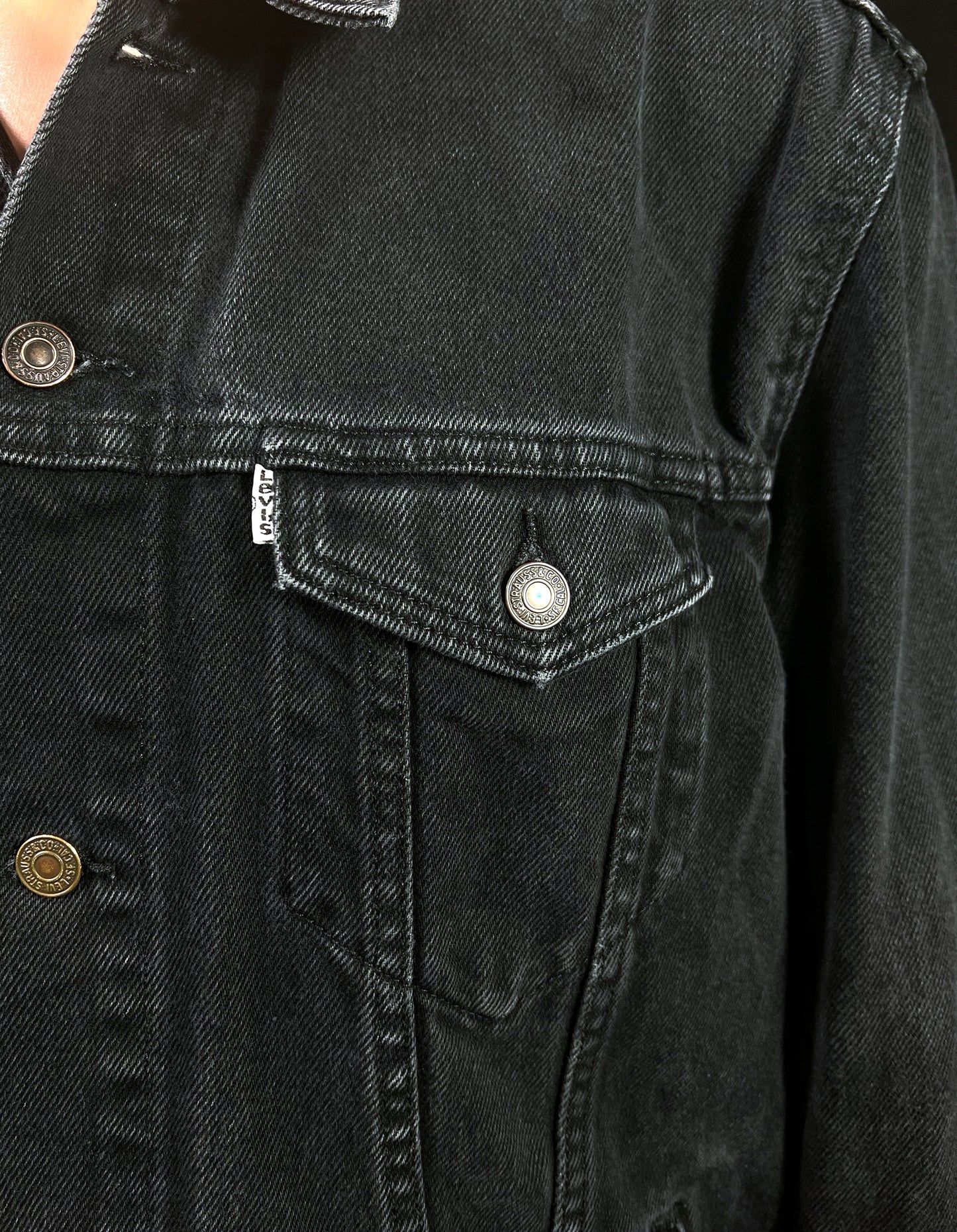 Upcycle Jimi Hendrix Levi's Black Denim Jacket Men's XLarge