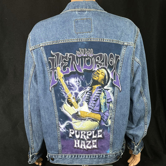 Upcycle Jimi Hendrix Levis Denim Jacket Purple Haze Mens XXL