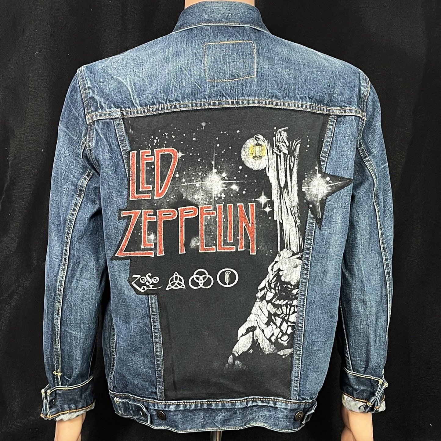 Upcycle Led Zeppelin Levi's Denim Jacket ZOSO Men's Large Women's XLarge