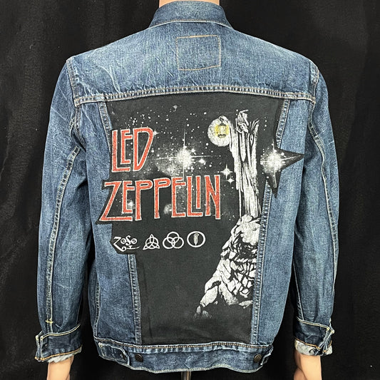 Upcycle Led Zeppelin Levi's Denim Jacket ZOSO Men's Large Women's XLarge