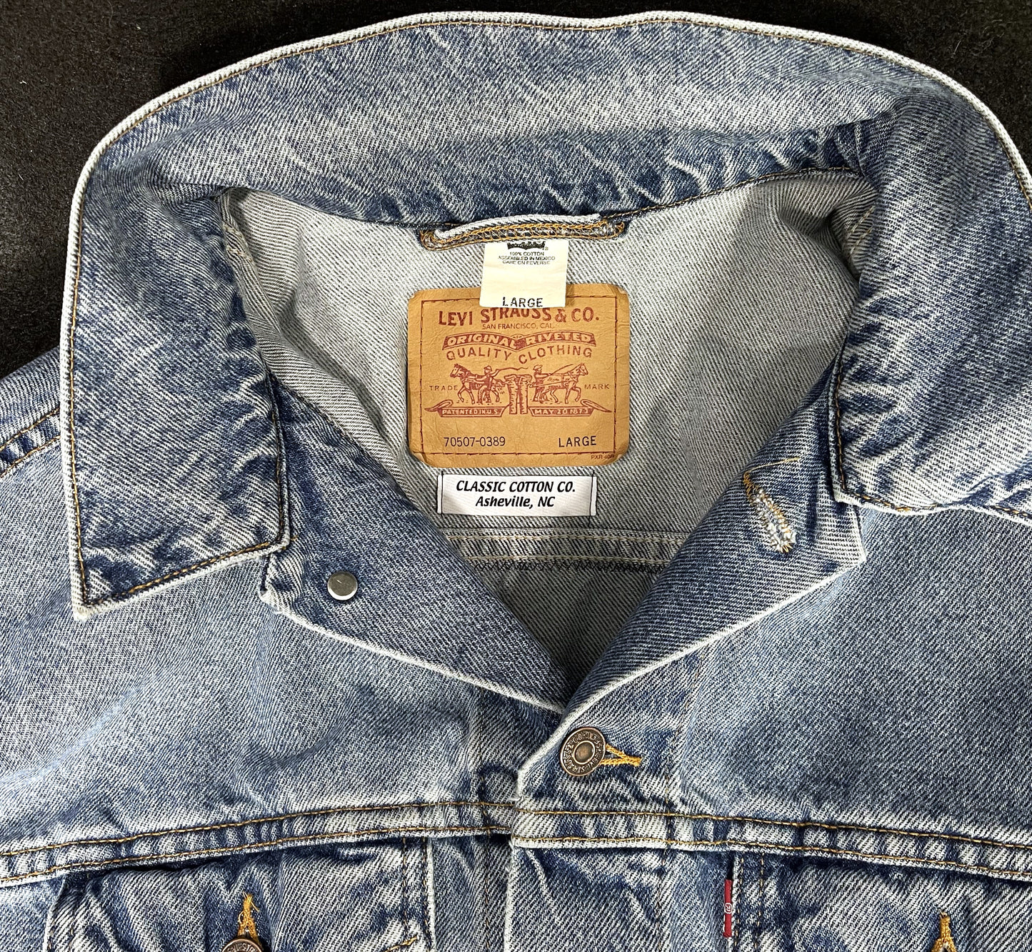 Upcycle Metallica Levi's Denim Jacket Their Money Tips Her Scales Again Men's Large Women's XLarge