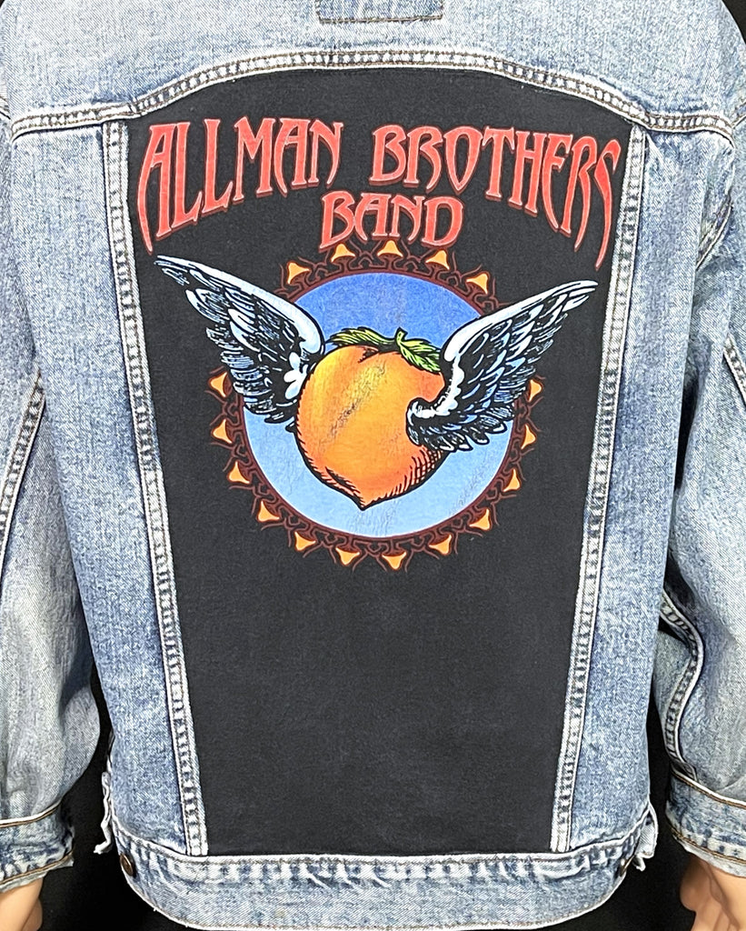 Upcycle Allman Brothers Band Levi's Denim Jacket Winged Peach Men's Large Women's XLarge