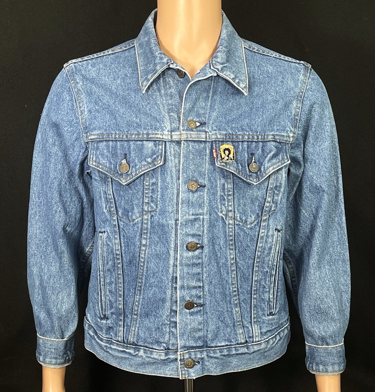 Upcycle Gay Pride Rainbow Flag Levi's Denim Jacket Vintage USA 40R Men's Small Women's Medium