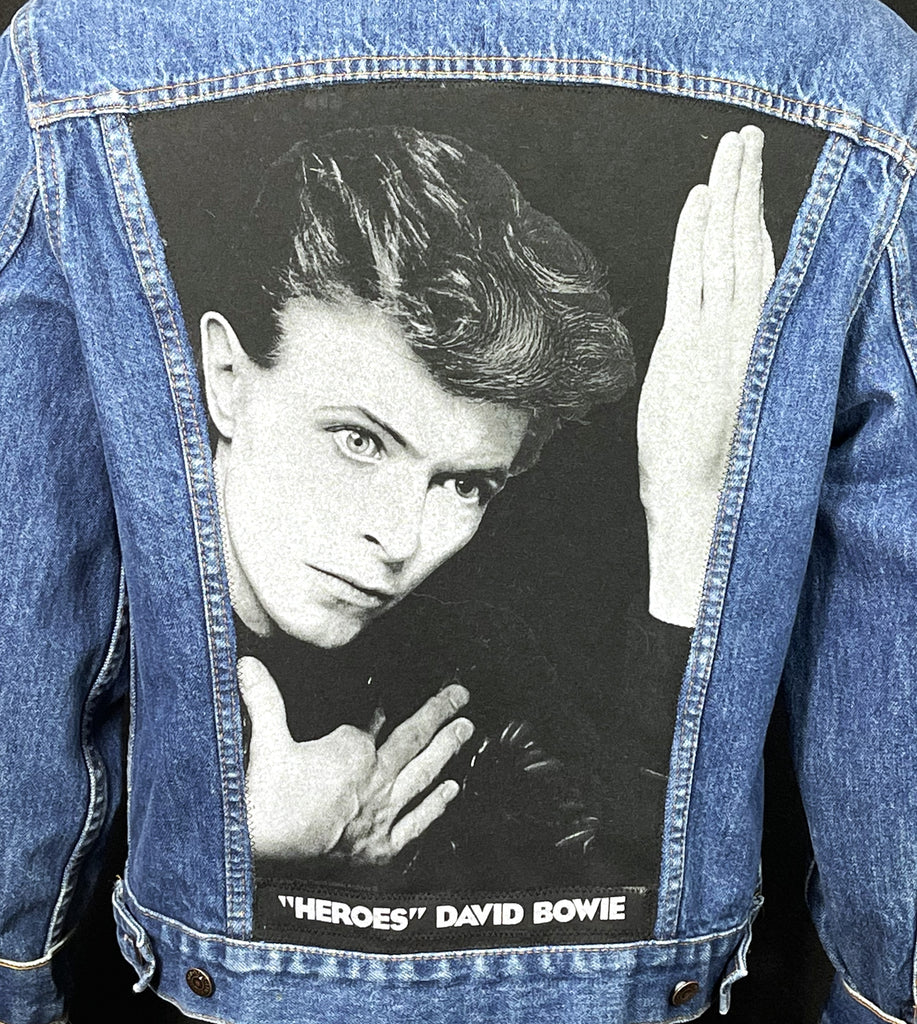 Upcycle David Bowie Levi's Denim Jacket Heroes Vintage USA 42, Men's Medium Women's Large