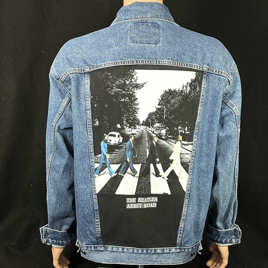 Upcycle Beatles Abbey Road Levi's Denim Jacket Men's Large Women's XLarge