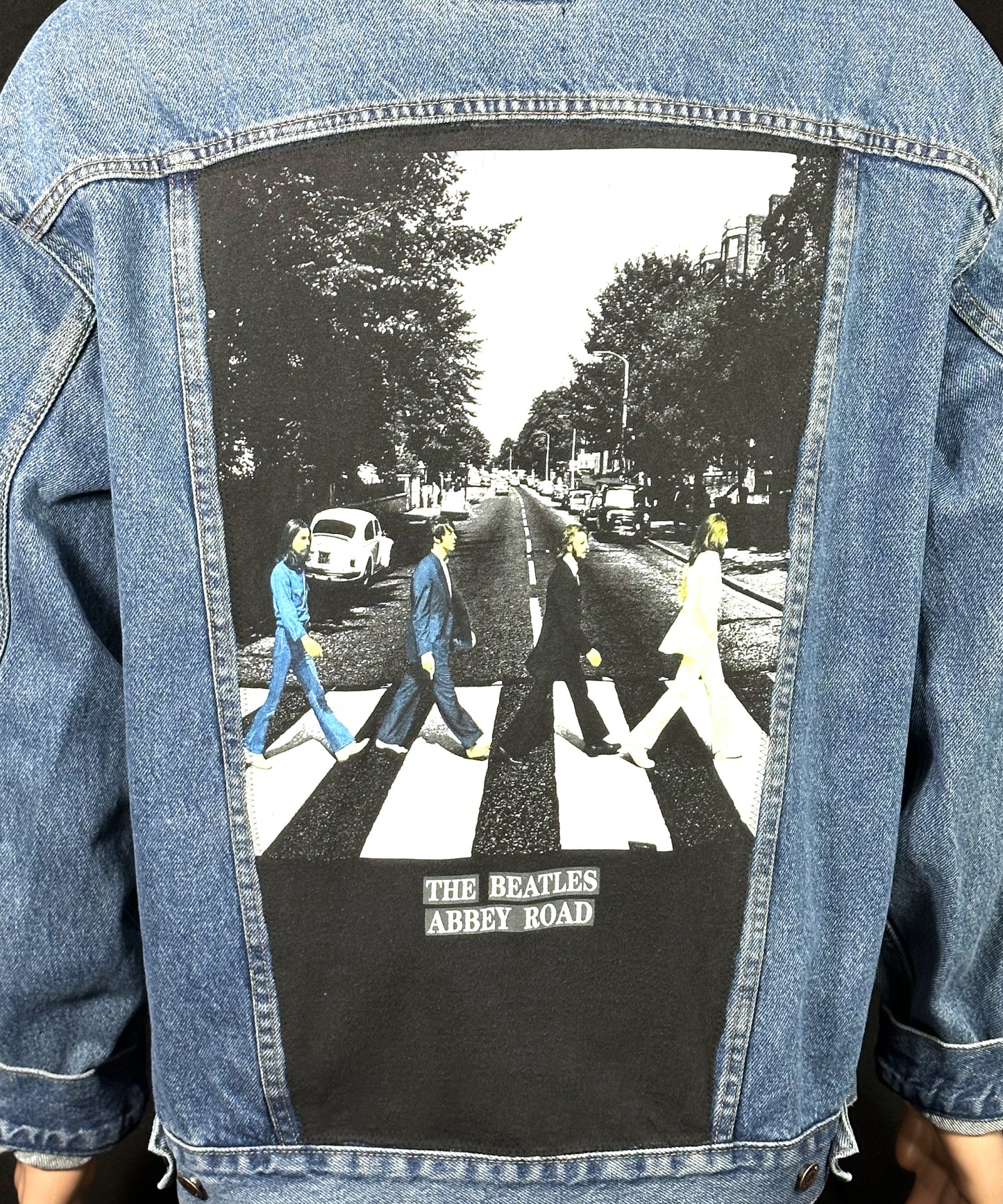 Upcycle Beatles Abbey Road Levi's Denim Jacket Men's Large Women's XLarge