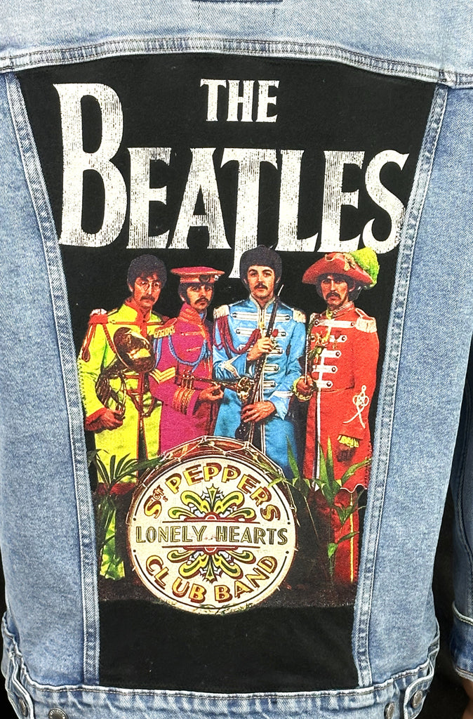 Upcycle Beatles Levi's Denim Jacket Sgt Peppers Men's XLarge