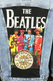 Upcycle Beatles Levi's Denim Vest Jacket Sgt Peppers Men's XLarge