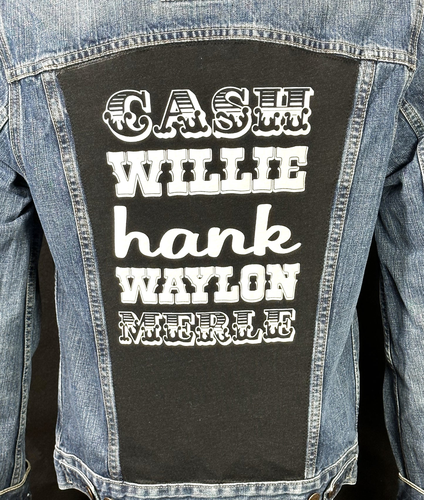 Upcycle Johnny Cash Levi's Denim Jacket Willie Nelson Men's Small Women's Medium