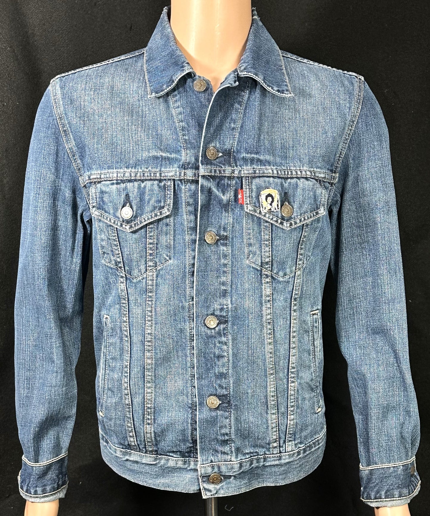 Upcycle Johnny Cash Levi's Denim Jacket Willie Nelson Men's Small Women's Medium