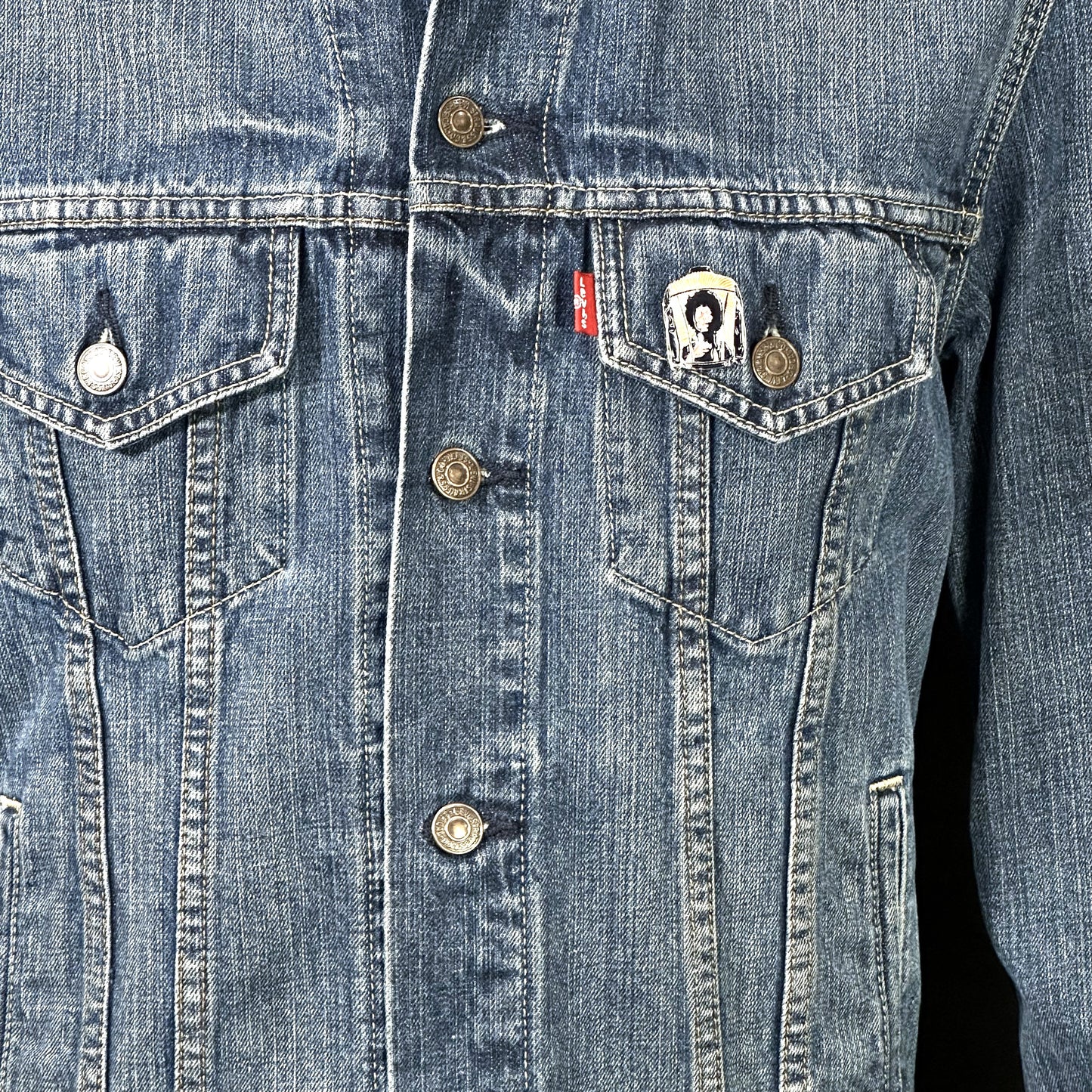 Upcycle Johnny Cash Levi's Denim Jacket Willie Nelson Men's Small Women's Medium