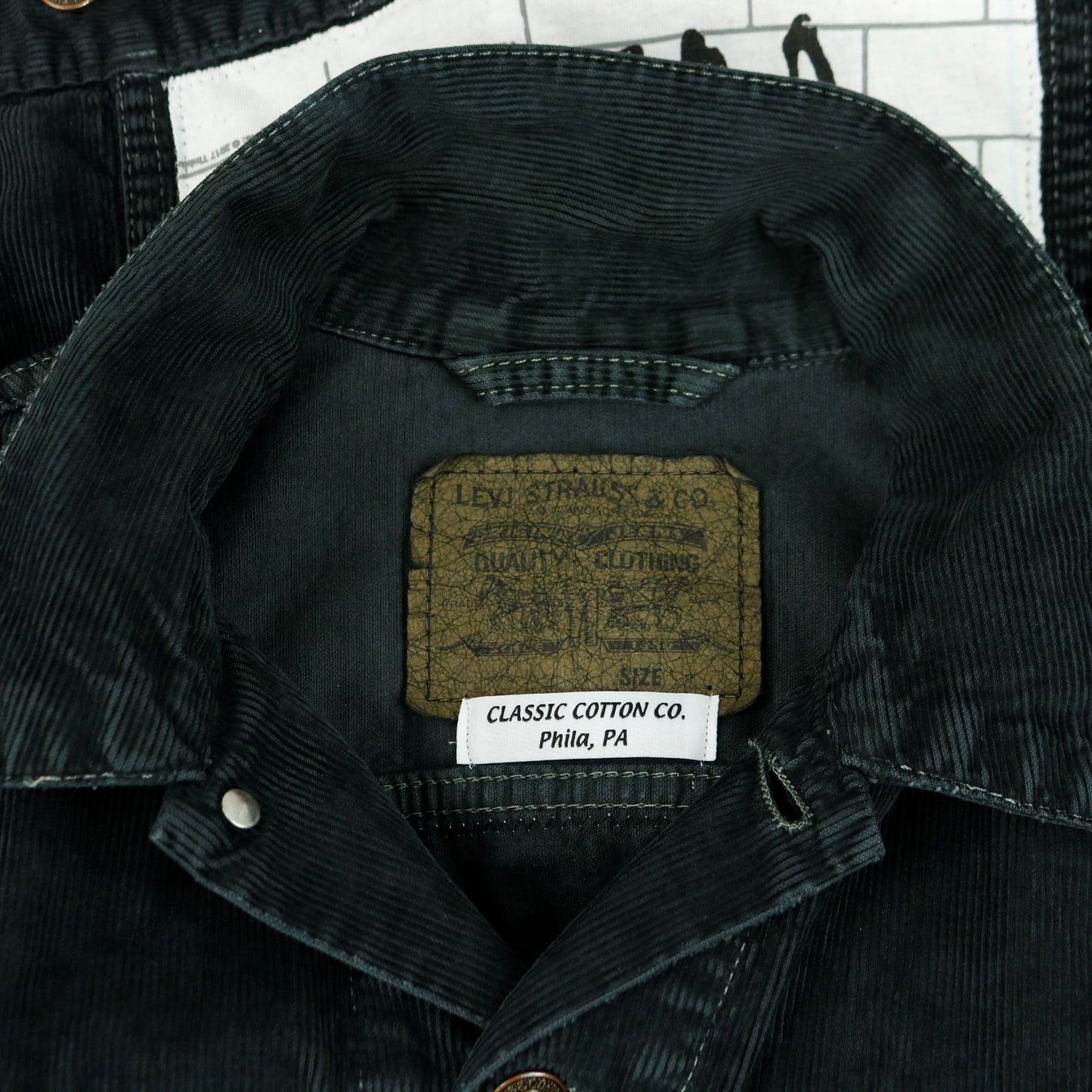 Pink Floyd Levis Black Jacket Corduroy The Wall Mens Small Women Large