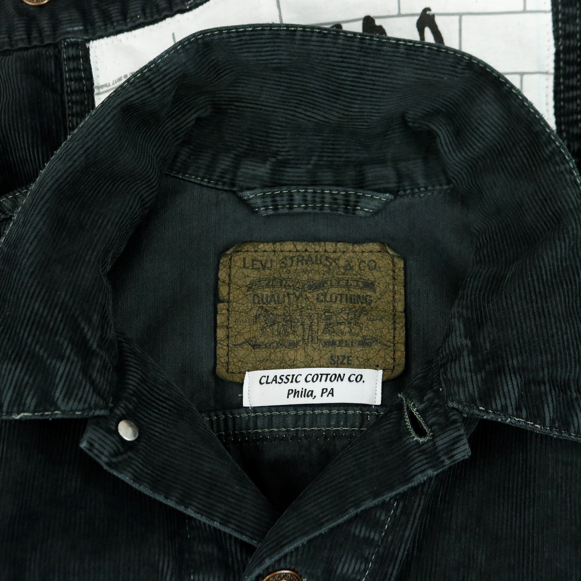Pink Floyd Levis Black Jacket Corduroy The Wall Mens Small Women Large
