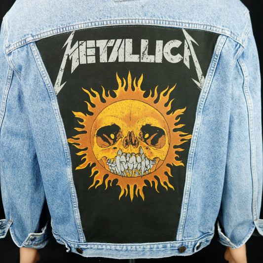 Upcycle Metallica Levi's Denim Jacket Distressed Mens Large Womens XLarge