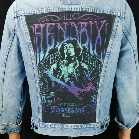 Jimi Hendrix Levis Denim Jacket Distressed Mens Small Womens Large