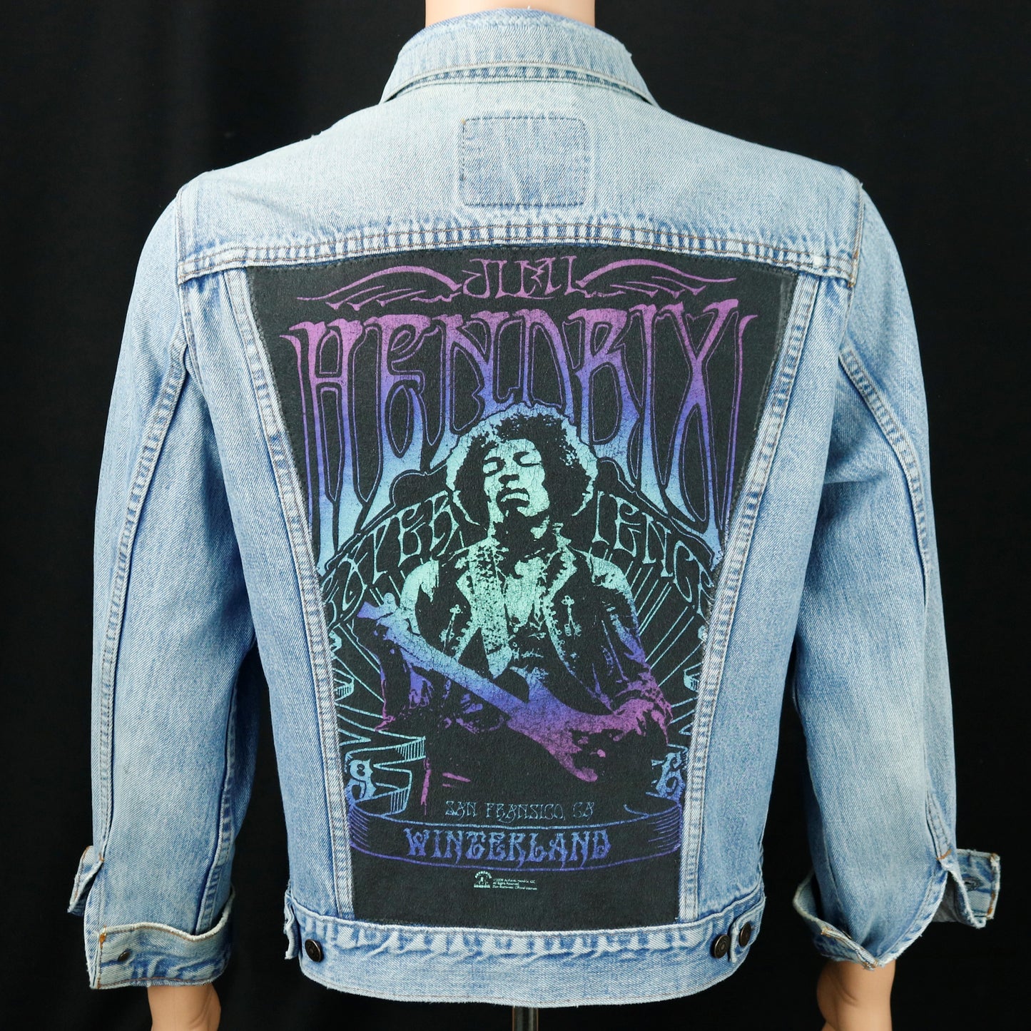 Jimi Hendrix Levis Denim Jacket Distressed Mens Small Womens Large