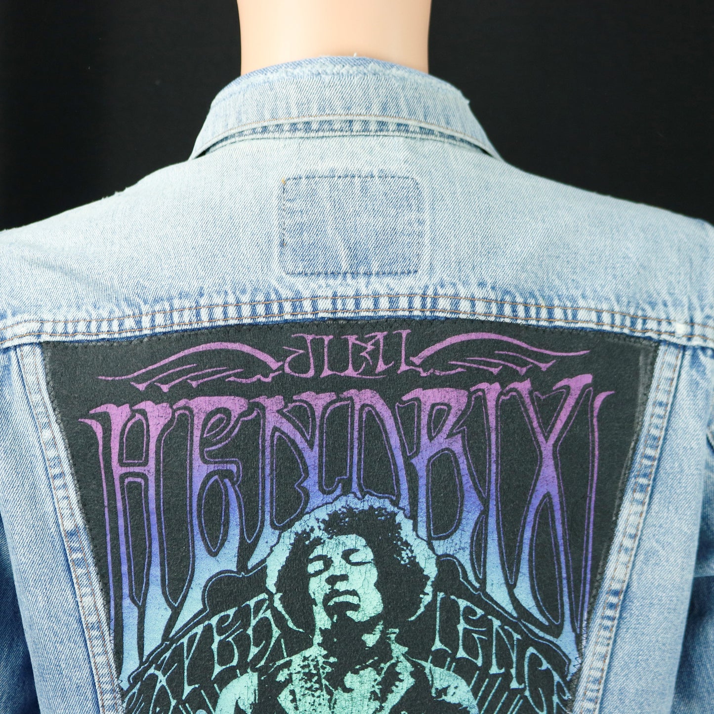 Jimi Hendrix Levis Denim Jacket Distressed Mens Small Womens Large