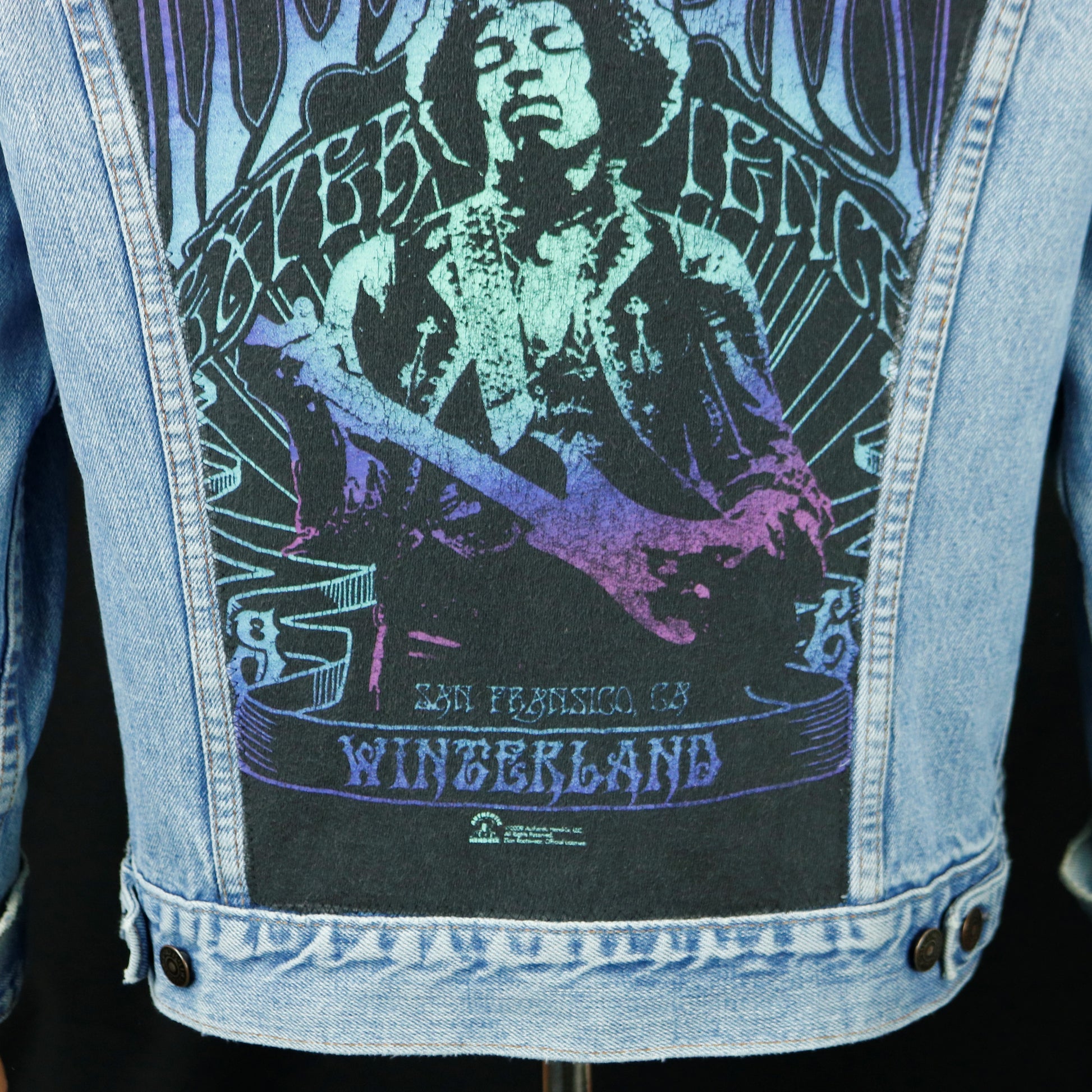 Jimi Hendrix Levis Denim Jacket Distressed Mens Small Womens Large