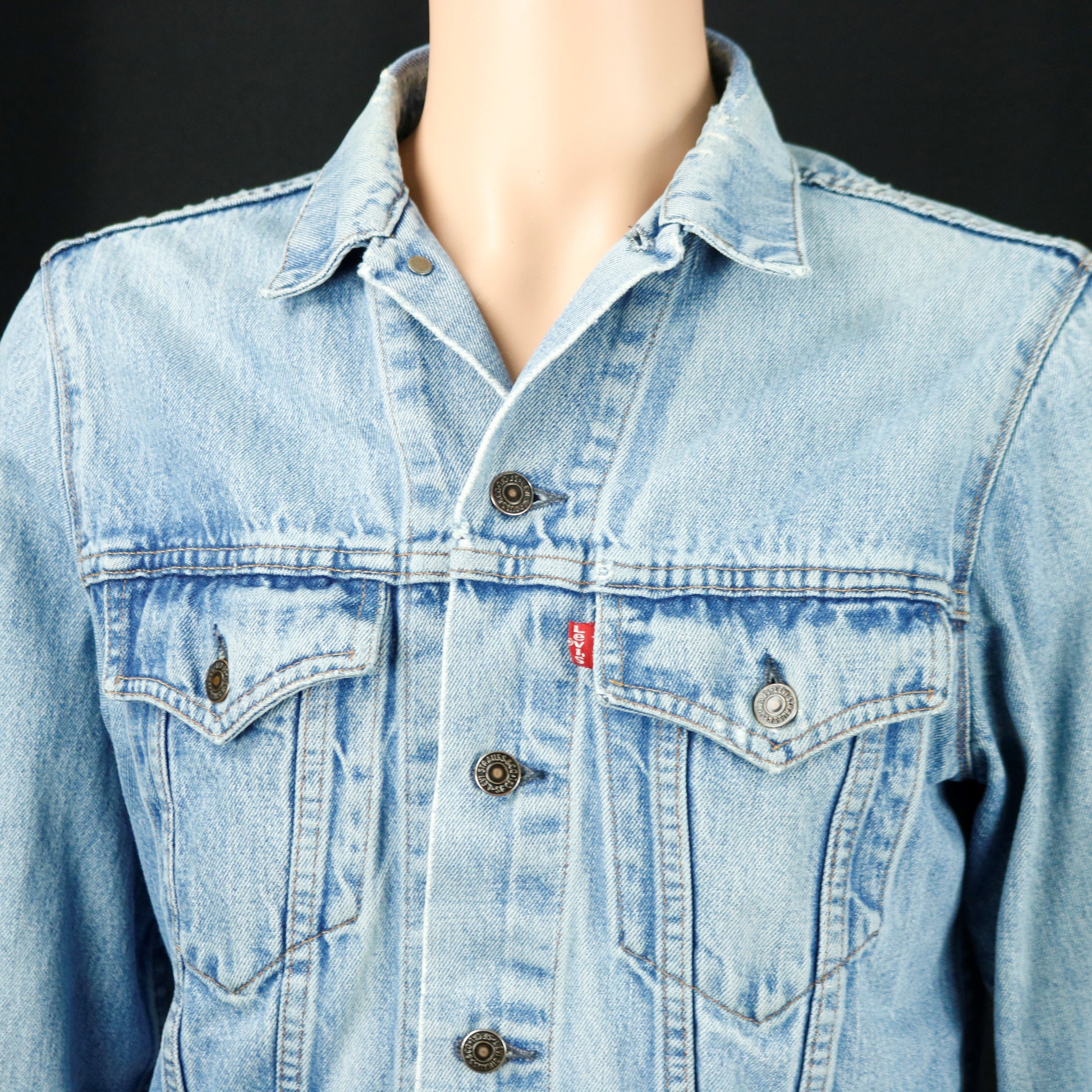 Jimi Hendrix Levis Denim Jacket Distressed Mens Small Womens Large