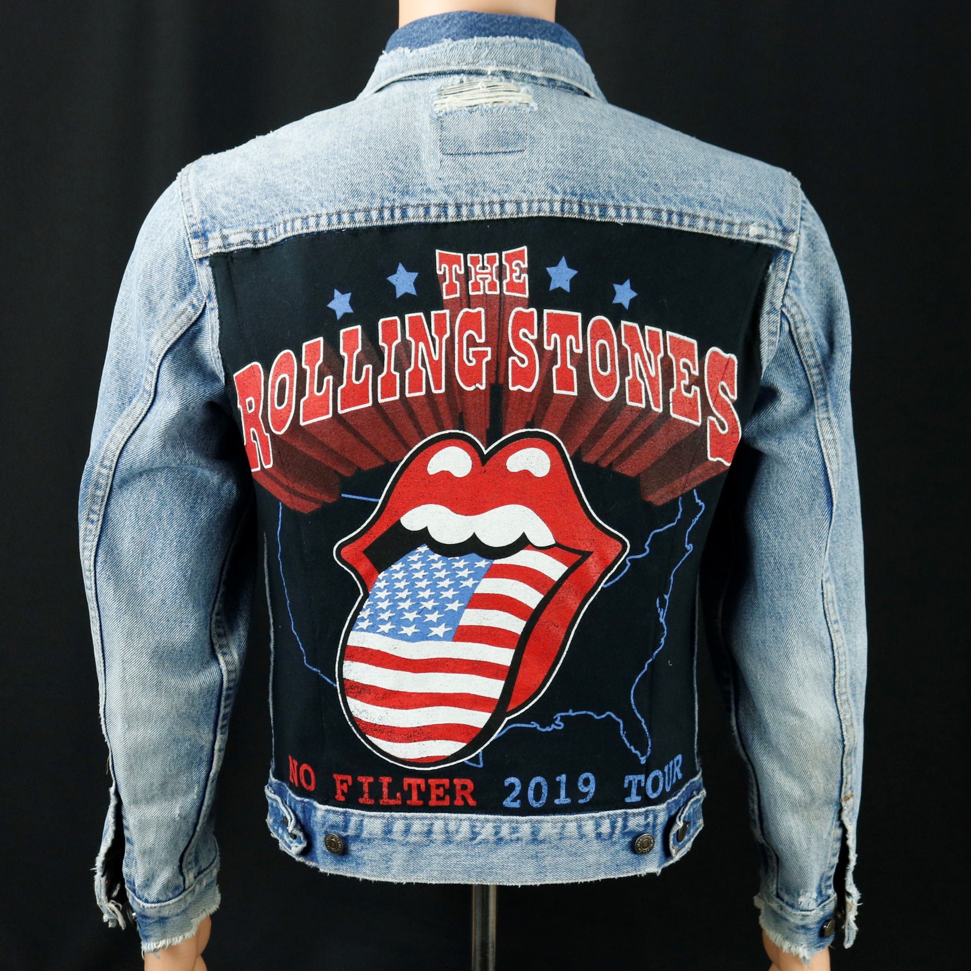 Rolling Stones Levis Distressed Jacket USA 38 Mens Small Womens Medium