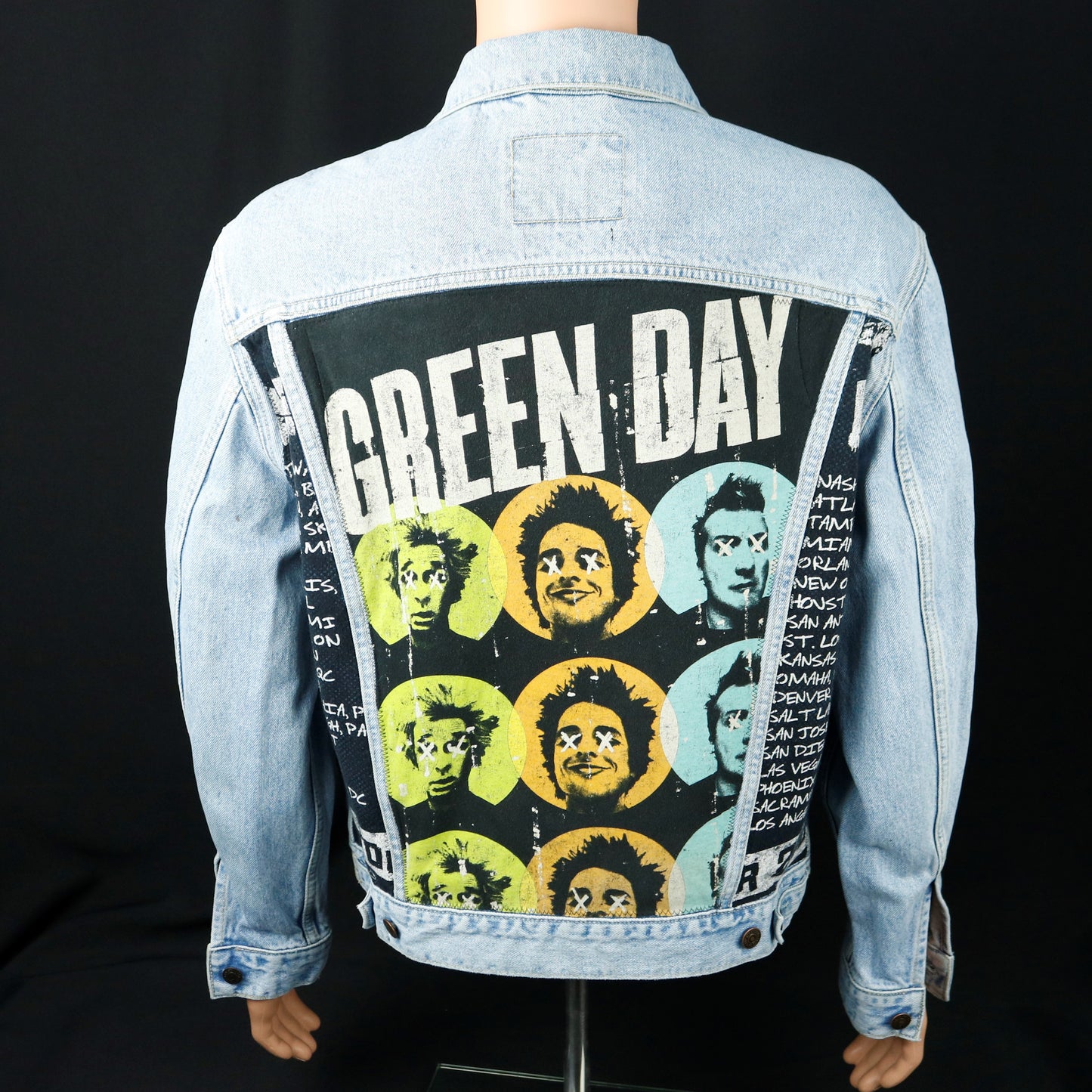 Upcycle Green Day Levis Denim Jacket Mens Large Women's Xlarge