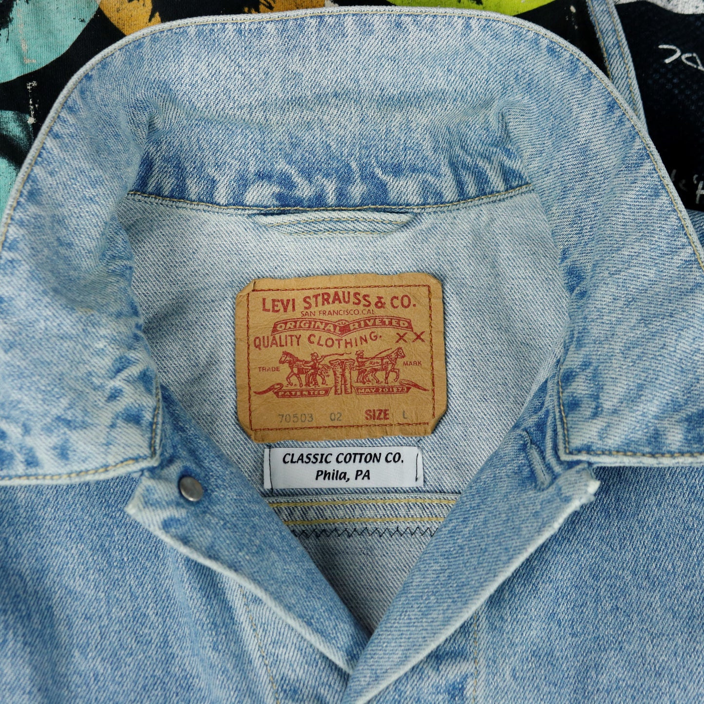 Upcycle Green Day Levis Denim Jacket Mens Large Women's Xlarge
