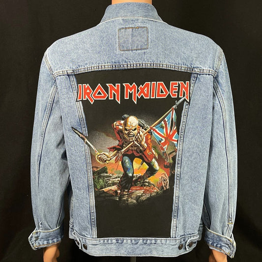 Upcycle Iron Maiden Levi's Denim Jacket The Trooper  Men's Large Women's XLarge